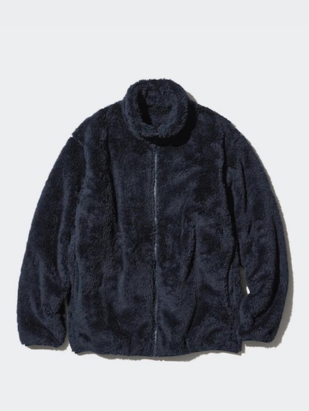 MEN'S UNIQLO NAVY BLUE Fluffy Yarn Fleece Full-Zip Up Jacket Sweater Sz M $30